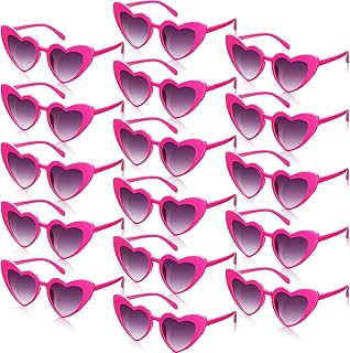 16 Pairs Heart Shaped Sunglasses Retro Cat Eye Shaped Sunglasses Heart Clout Glasses for Women Girl