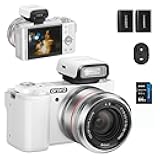 G730 5K Digital Camera for Photography, 64MP Auto & Manual Focus Digital Camera for YouTube with 3.2'' 270° Flip Screen, 12X Optical Zoom Compact Travel Camera with 64G Card, 2 Batteries & Flash