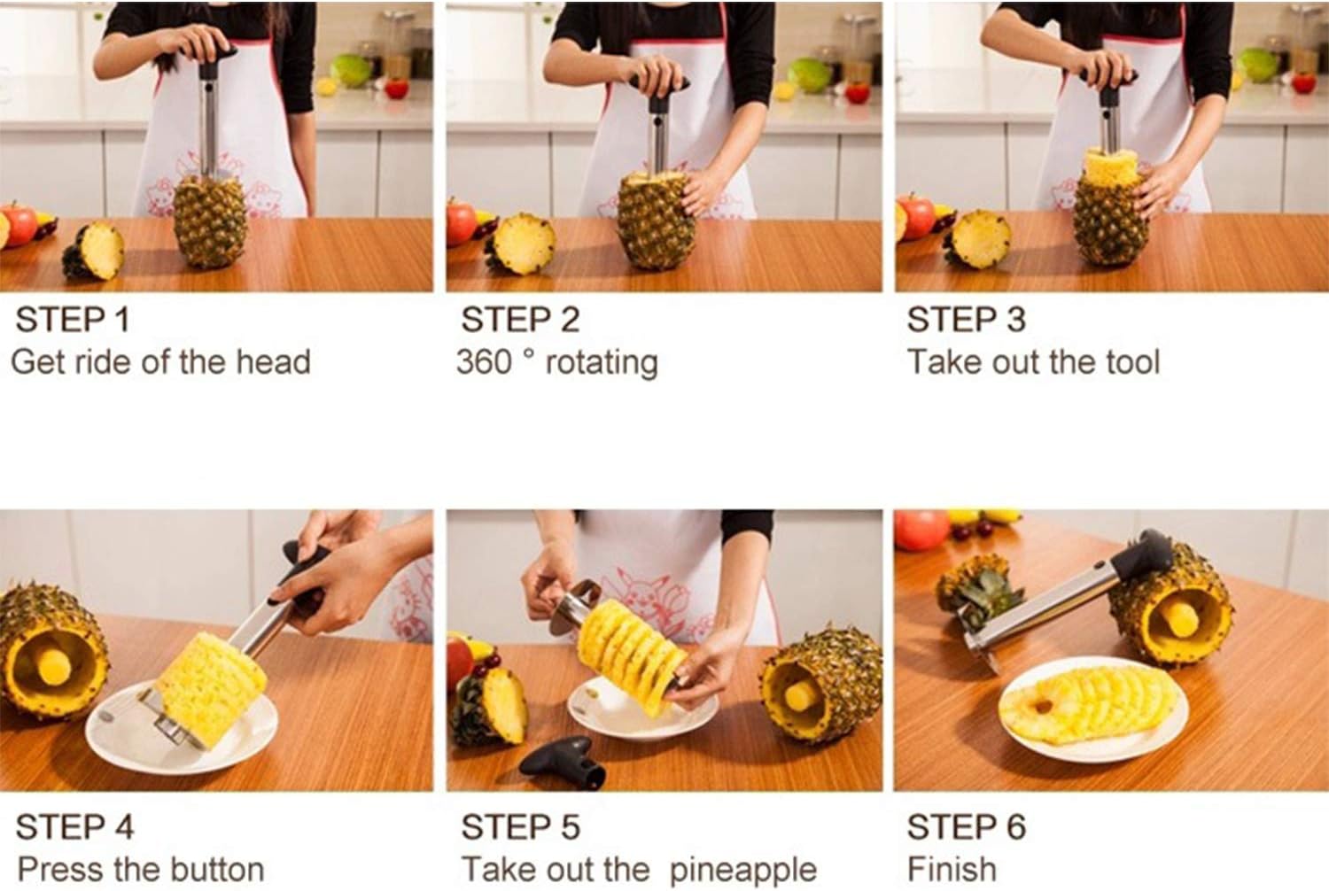 Stainless Steel Pineapple Core Remover Tool for Home & Kitchen with Sharp Blade for Diced Fruit Rings All in One Pineapple Tool Peeler Slicer cut pineapple quick and easy without a knife