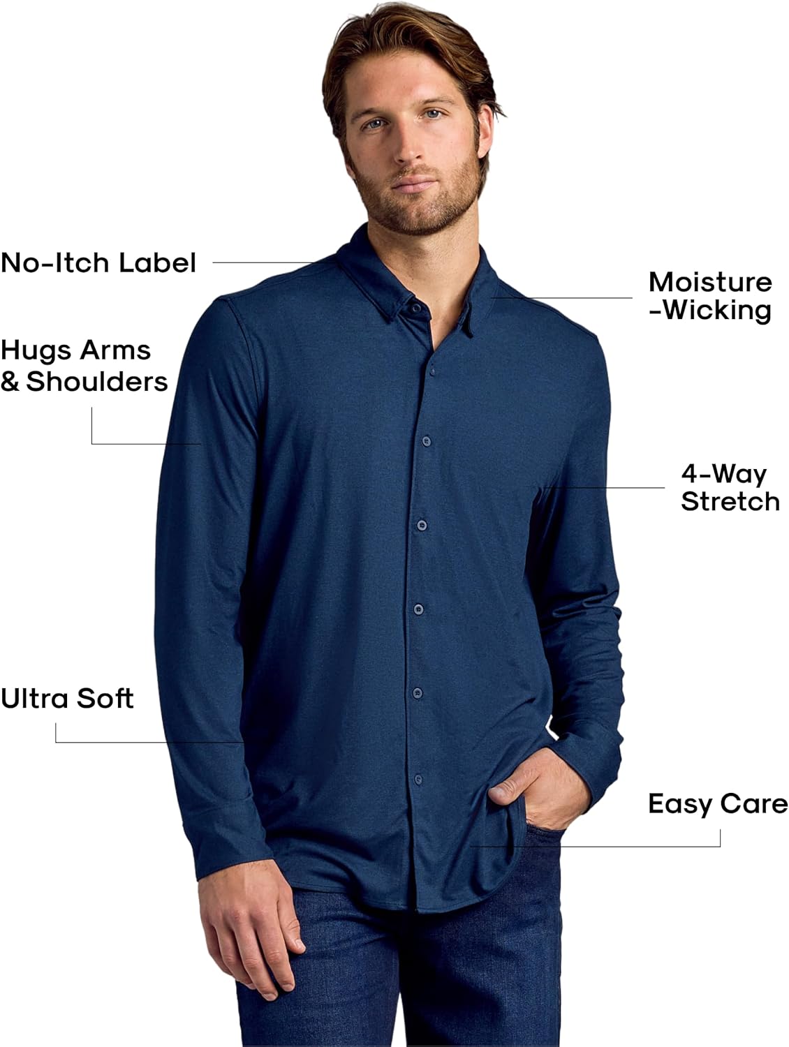 True Classic Long Sleeve Shirts for Men – Casual Mens Dress Shirts, Stretch Button Down Shirt Men, Slim & Relaxed Fits - Image 2