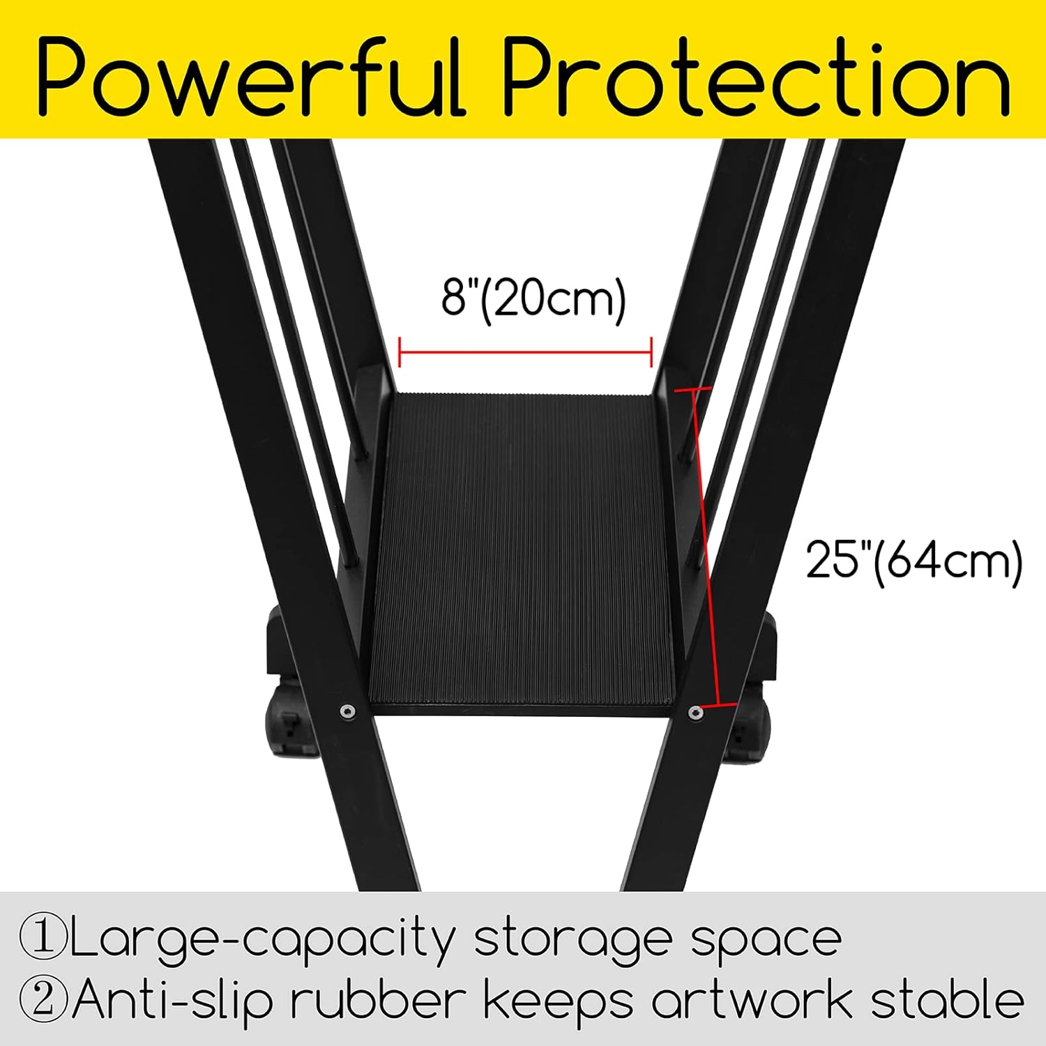 MEEDEN Art Display Print Rack: Artist Storage Rack with Castors for Canvas Organizer - Beech Wood Large Drying Racks for Prints Artworks Panels Posters Stand Art Shows & Galleries - Black