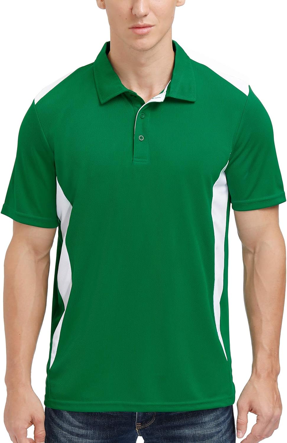 MOHEEN Men's Short Sleeve Polo Shirt Moisture Wicking Performance Color Block Classic Cut Athletic Casual Golf Shirts : Sports & Outdoors