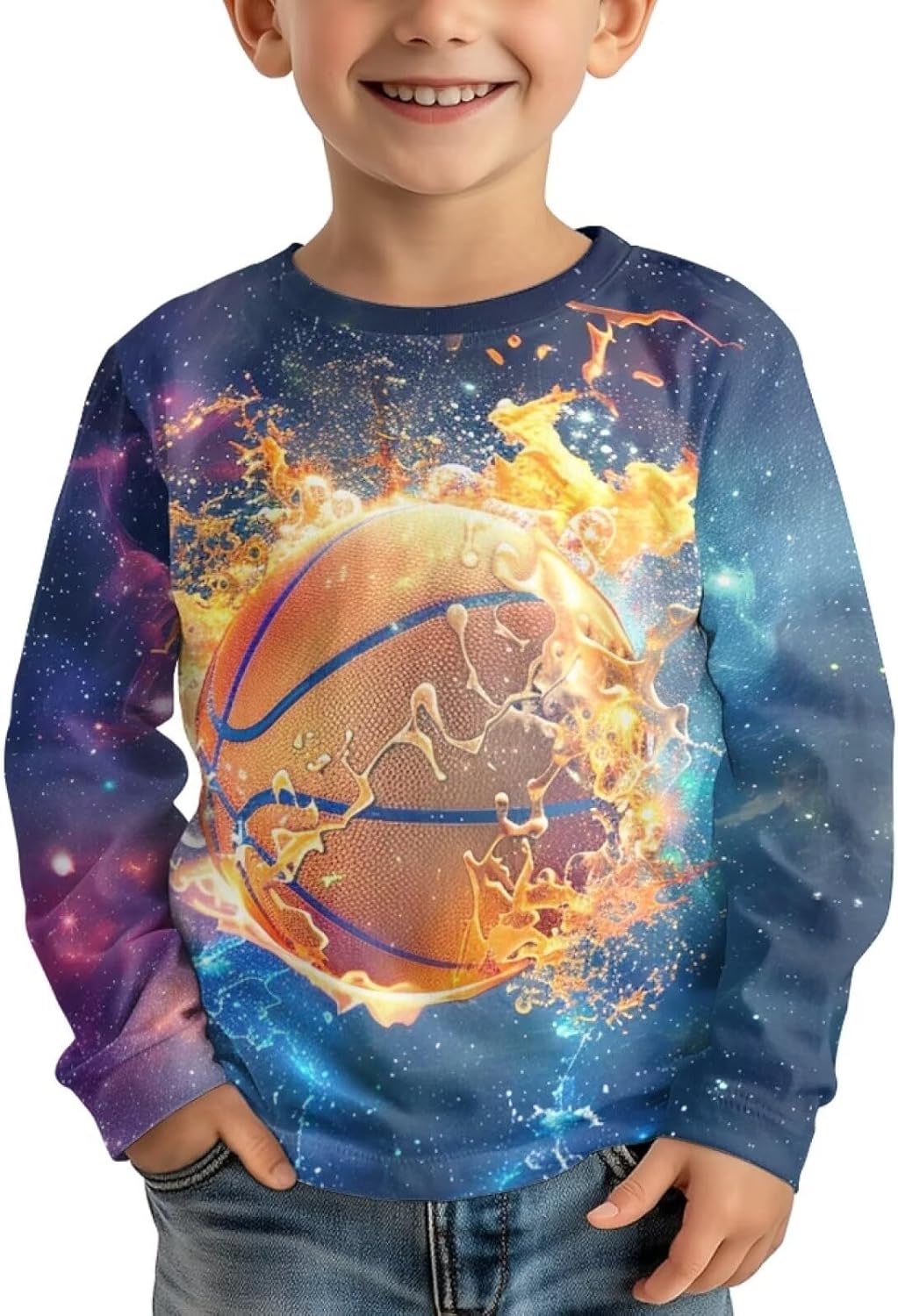 Long Sleeve Crew Neck T Shirt for Boys 3-14T Athletic Shirt Casual Fall Outfits