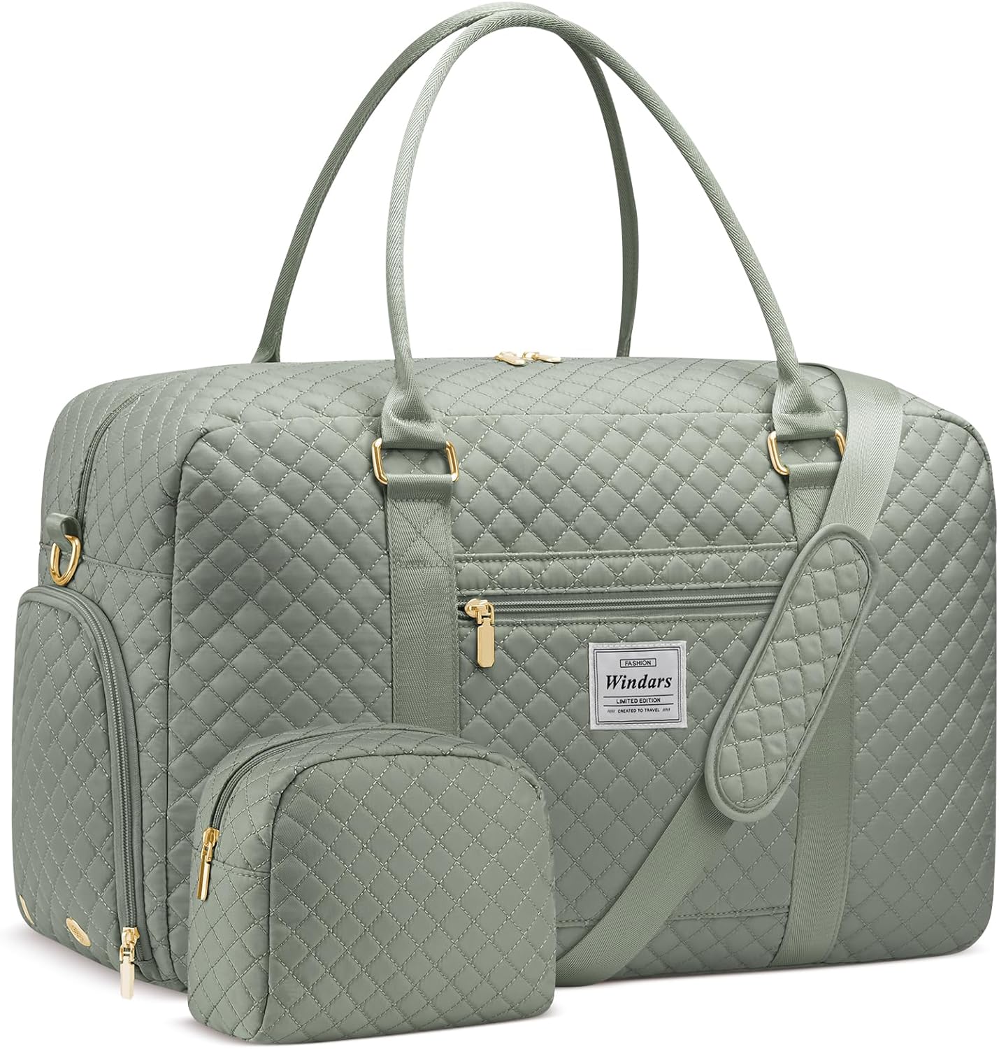 WINDARS Travel Duffle Bag, Weekender Bags for Women with Shoe Compartment, Carry on Overnight Bag with Toiletry Bag & Wet Pocket, Hospital Bags for Labor and Delivery (Beige)