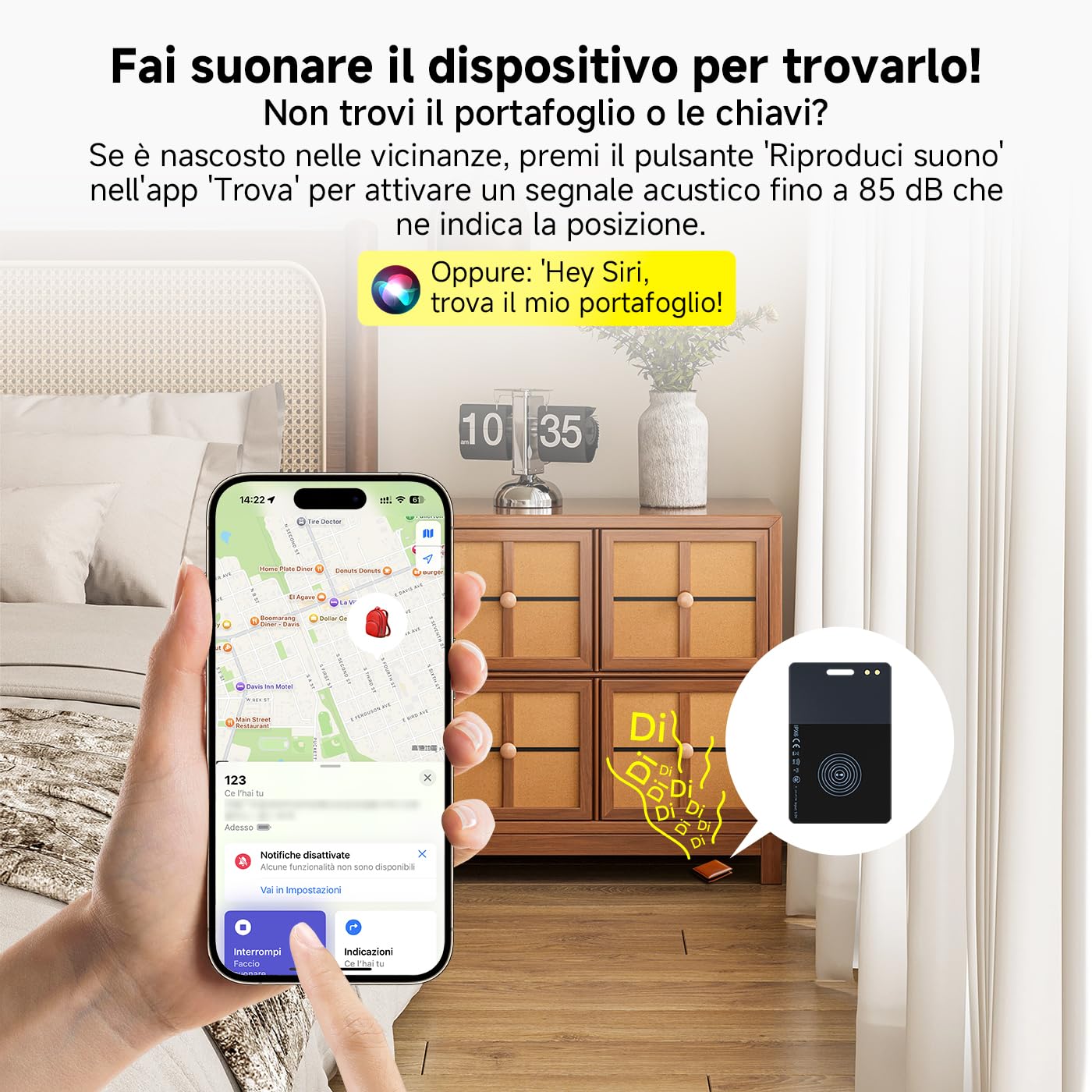 Wallet Card Tracker 1.6mm, tag di localizzazione smart ricaricabile wireless con biglietto da visita digitale NFC con Apple Dov'è (solo iOS), Localizzatore per Valigie, Portafoglio, Bagagli, Telefono