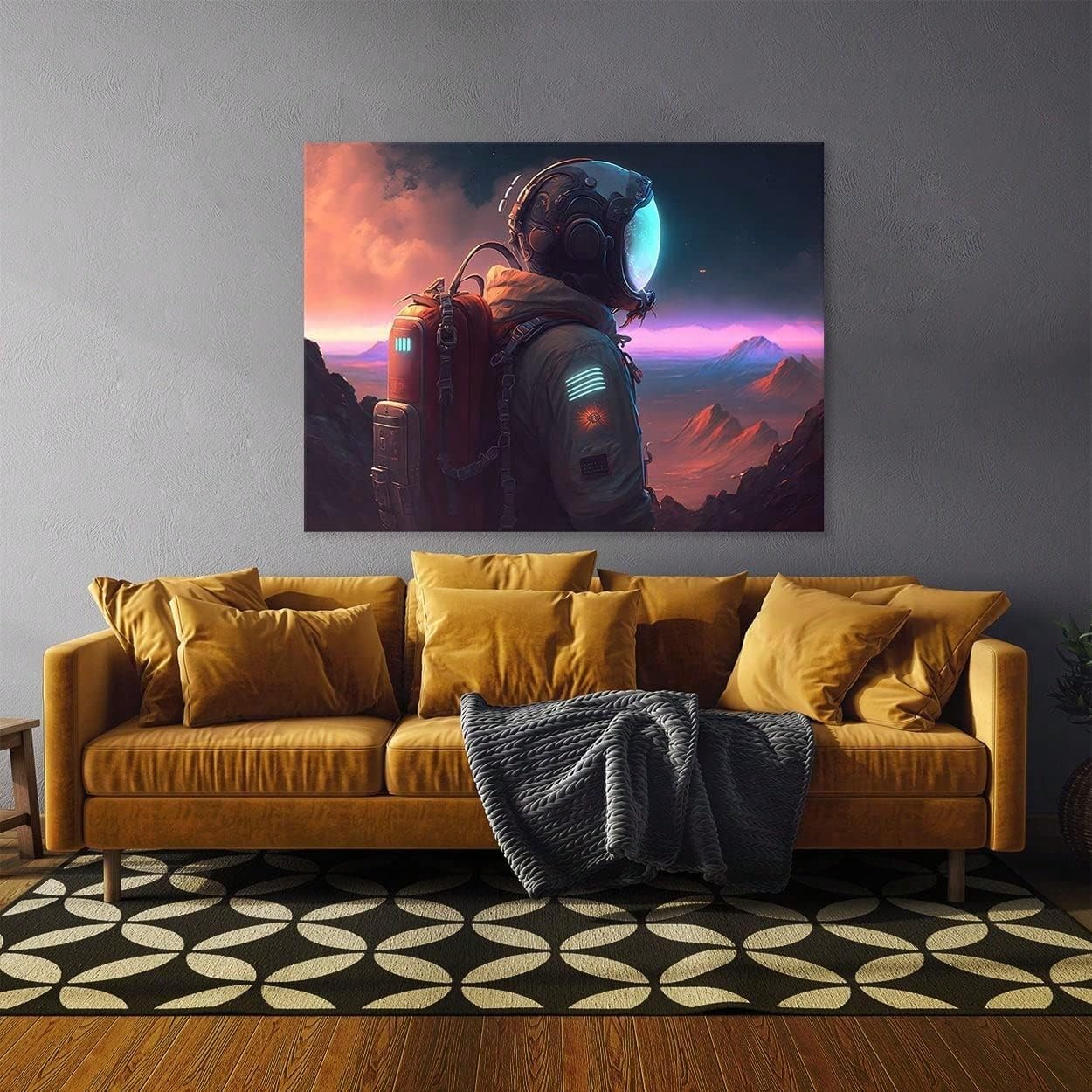 AIHNBF Astronauta obraz na płótnie, kosmos, sztuka ścienna, kosmita, planeta, krajobraz, science fiction, dekoracja ścienna, kosmos do salonu, sypialni, biura, nowoczesna dekoracja ścienna, 30 x 45 cm