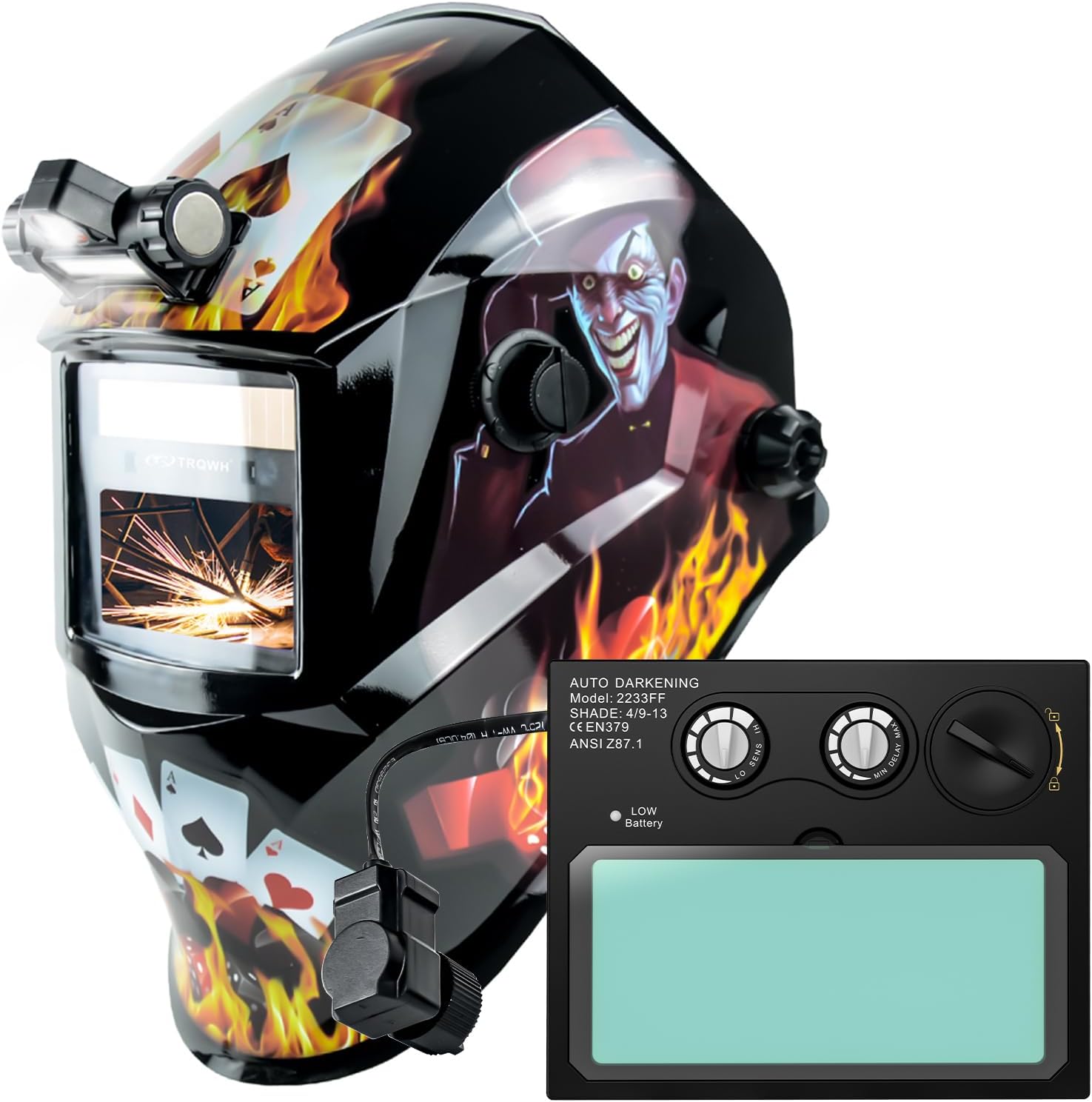 TRQWH Welding Helmet Auto Darkening Welding Hood & HD Auto Darkening Welding Lens 4.33"x3.54"