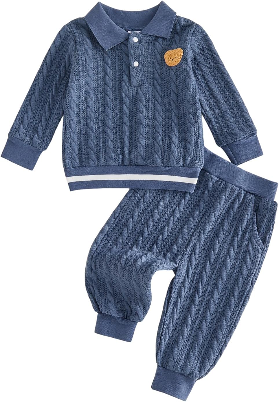 Giraropa Toddler Baby Boy Clothes Bear Embroidery Sweater Sweatshirt Long Sleeve Sweatsuit 2Pcs Pant Set Fall Winter Outfits