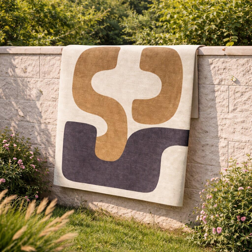 6'x10' Abstract Hand Tufted Wool Area Rug, Modern Multicolor Carpet with Artistic Shapes, Contemporary Rectangular Floor Rug for Living Room Bedroom