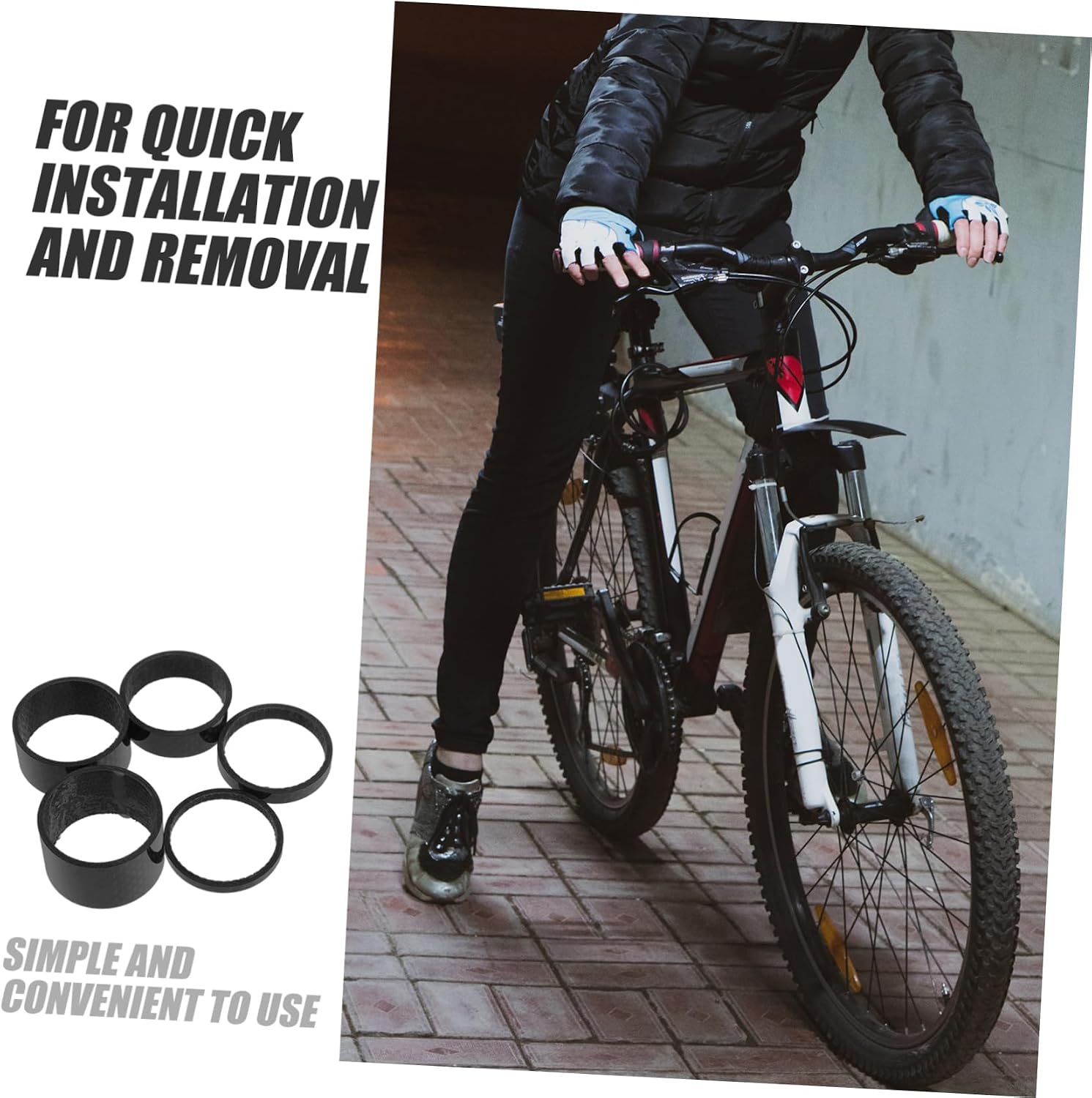 5pcs Carbon Fiber Headset Spacers Lightweight Sturdy Bike Stem Washers for Road Mountain Bicycles Durable Replacement Gaskets for Enhanced Cycling Efficiency