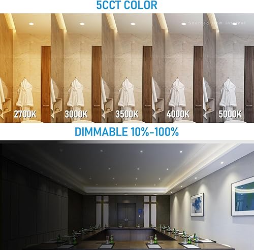 Miniatura 5 de TORCHSTAR Luces empotrables LED de 4 pulgadas 5CCT con clasificación de fuego, iluminación empotrada con caja J, 12 W, 850 lm, CRI90, luz