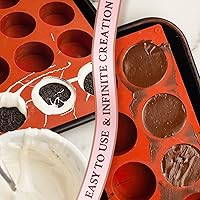 Vista 5 de HKNMTT Moldes redondos de silicona, 2 unidades, 12 cavidades de 2.1 pulgadas, cilindros cubiertos de chocolate, moldes para hornear antiadherentes
