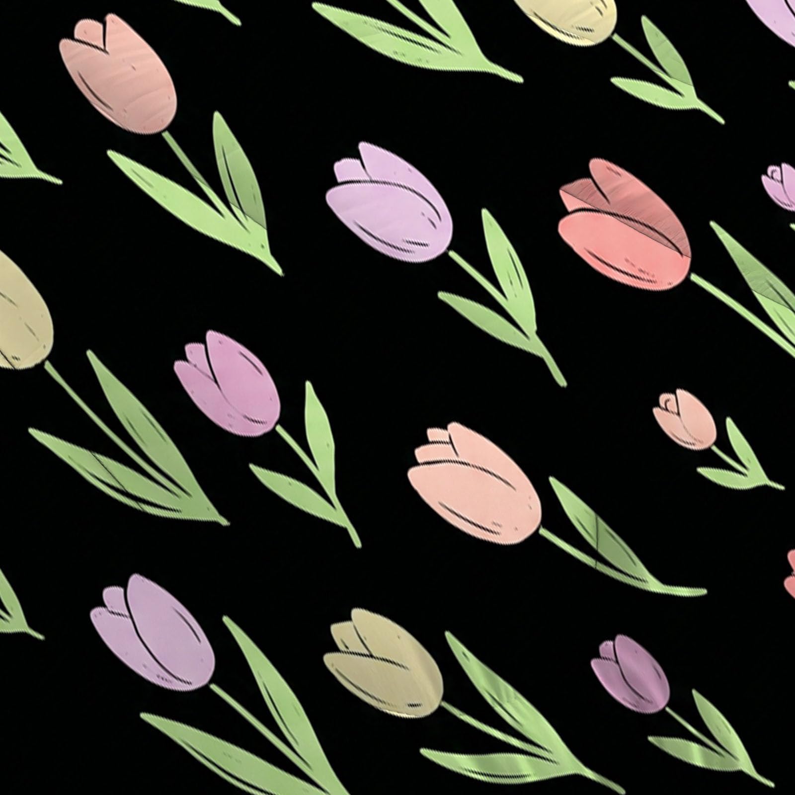 Copriletto Trapuntato Per Bambini Con Tulipano Dei Cartoni Animati | Trapunta Singolo Invernale, Nero, Piumone Caldo Morbido Piante Carine Per Decorazione Camera Da Letto