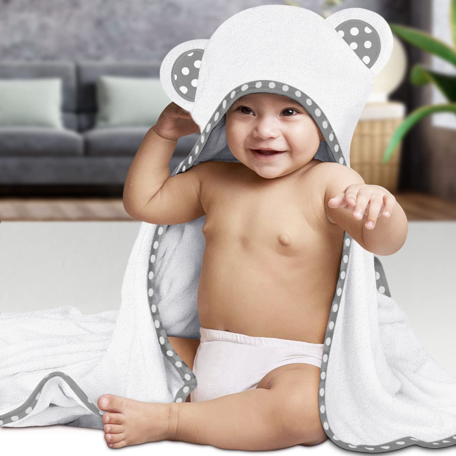 Juego de 2 toallas de bambú con capucha – Grandes, lujosas y superabsorbentes – 35 x 35 pulgadas – suaves y adecuadas para bebés, niños pequeños y niños – 400 GSM para niños y niñas