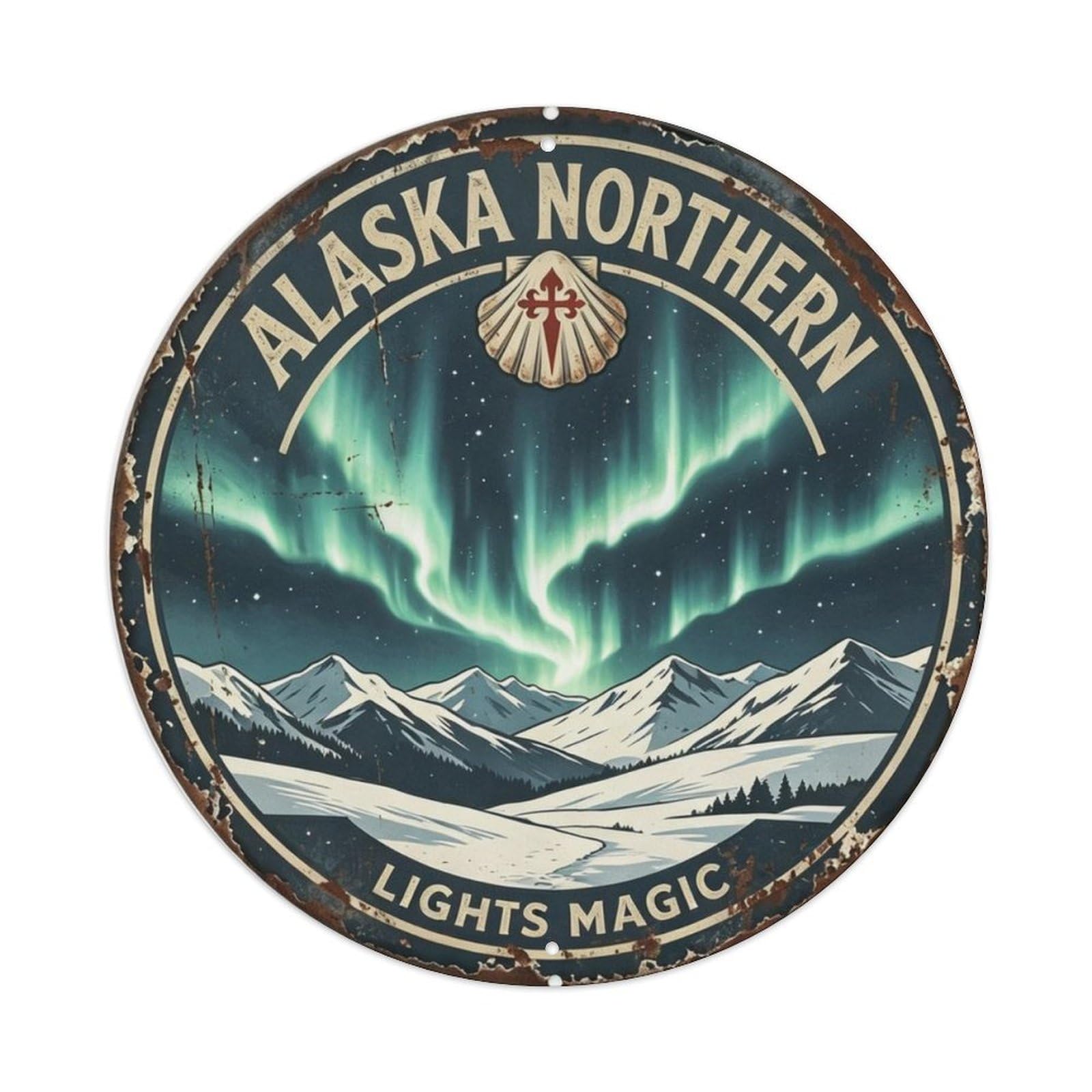 Alaska Northern Lights Metal Tin Sign Plaque