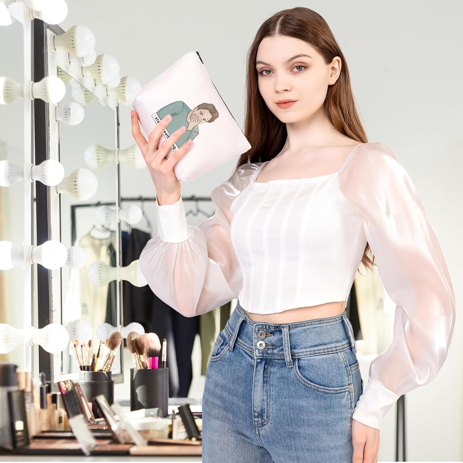 MEIKIUP Movie Inspired Gift Edward Inspired Makeup Bag Edward Cullen Gift Starts Beatboxing Cosmetic Bag Movie Fans Gift (Beatboxing Bag) - Image 4