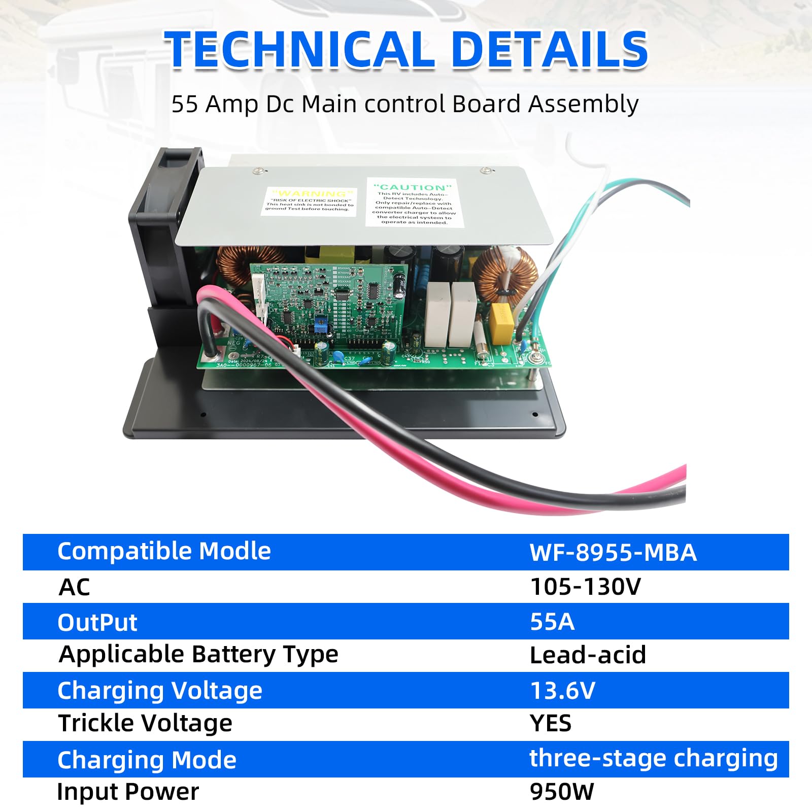 Produktbild von SUPLIFE WF-8955-MBA Stromwandler – 55A, 3-Stufen-Ladegerät Für RV Blei-Säure-Batterien – Ersatz Für WF-8955PEC