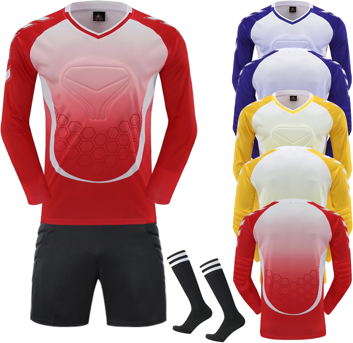 Kids Soccer Goalie Jersey and Shorts,Youth/Boys Long Sleeve Shirt Soccer Goalkeeper Jersey - Image 7