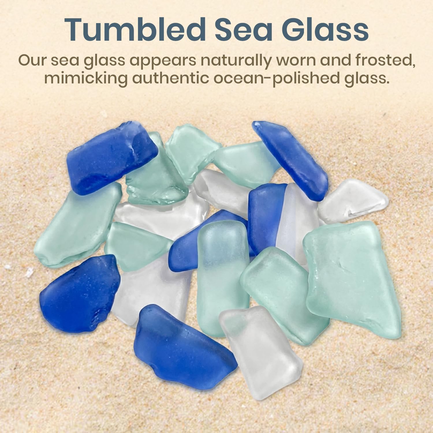 Sea Glass for Crafts – 11oz Large Cobalt Blue Aqua & Frosted White Sea Glass Decor, Tumbled Seaglass, Seaglass for Crafts, Beachglass Decor, Nautical Vase Fillers, Coastal Art Supplies