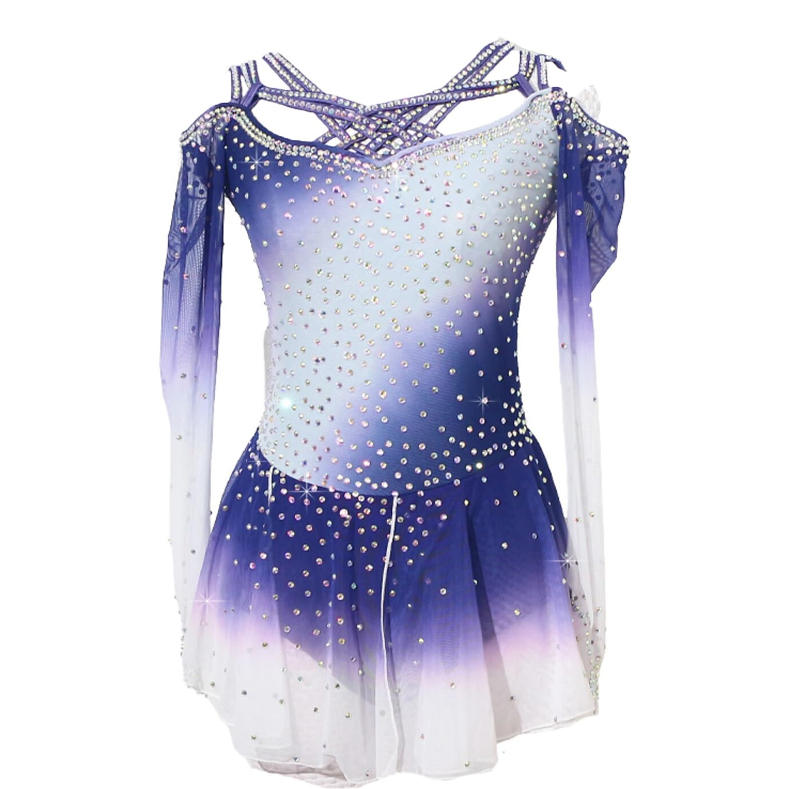 Dziewczęce Kobiety Łyżwiarstwo Figurowe Sukienka Elastan Rhinestone Ręcznie Robione Stroje Treningowe Kostiumy Sceniczne