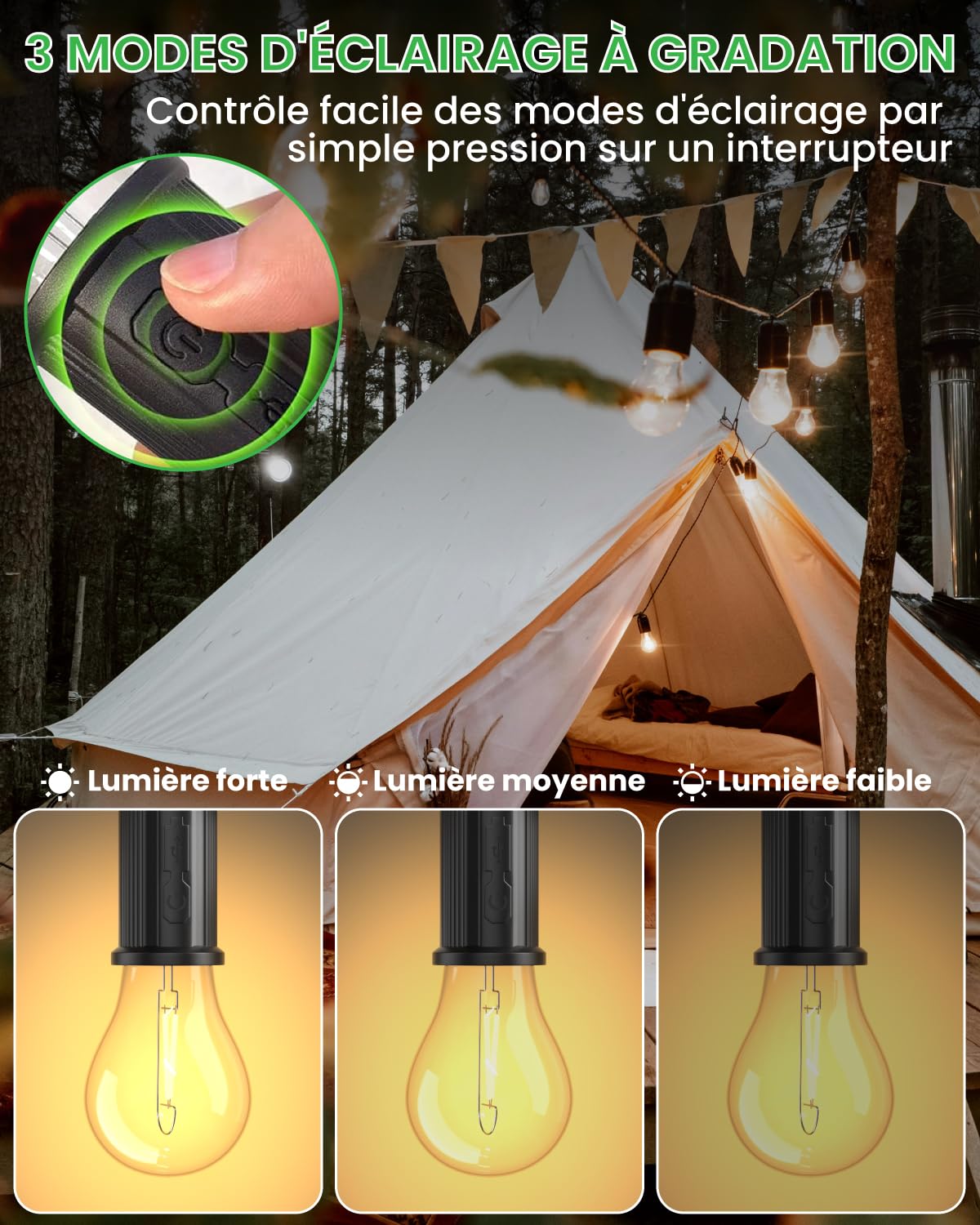 Forrader Lampe De Poche LED Rechargeable Par USB, Lanterne De Camping