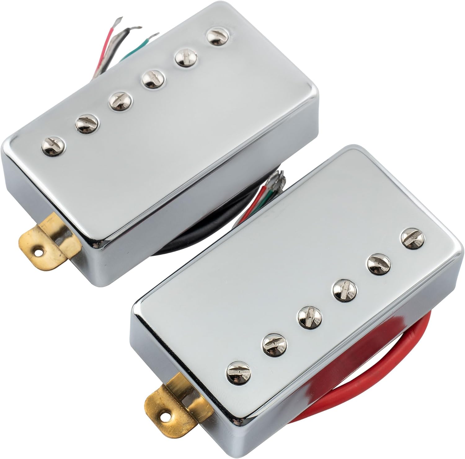 Musiclily Basic Ceramic Covered Guitar Humbucker Pickup Double Coil Pickups Neck Bridge Pickup Set for LP Style Electric Guitar, Chrome