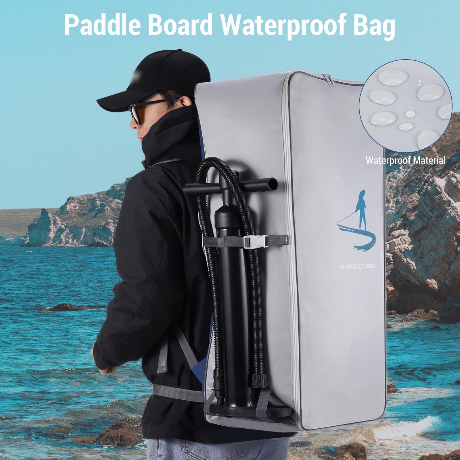 Kavolet Sac à Dos pour Paddle Board de 105 litres, Sac de Planche de Surf, Sac à Dos de Voyage pour Paddleboard Stand Up Board Portable en Tissu Oxford imperméable de Grande capacité