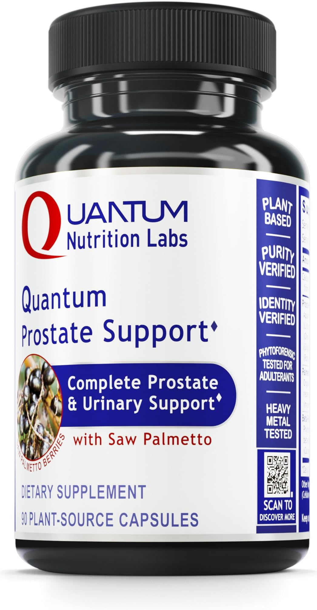 Quantum Nutrition Labs Prostate Support - Prostate Supplements for Men, Prostate Health Formula, Natural Supplement with Organic Saw Palmetto - 90 Vegetarian Capsules