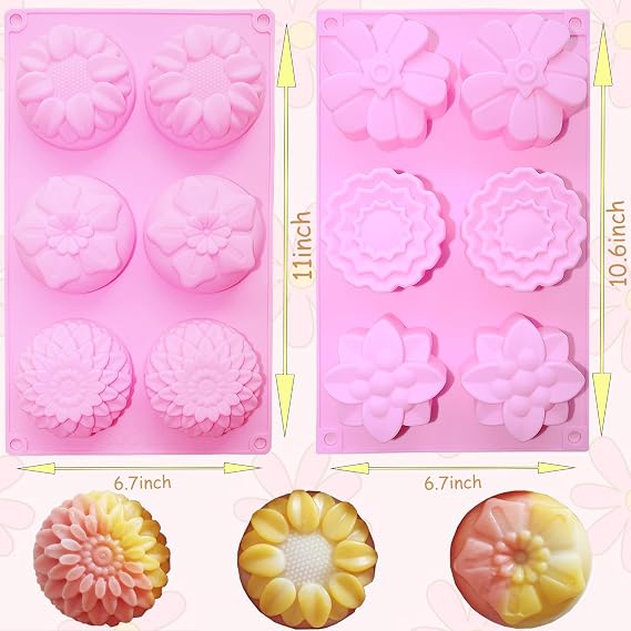 3PCS Flower Soap Molds,Silicone Soap Molds,Silicone Molds for Soap