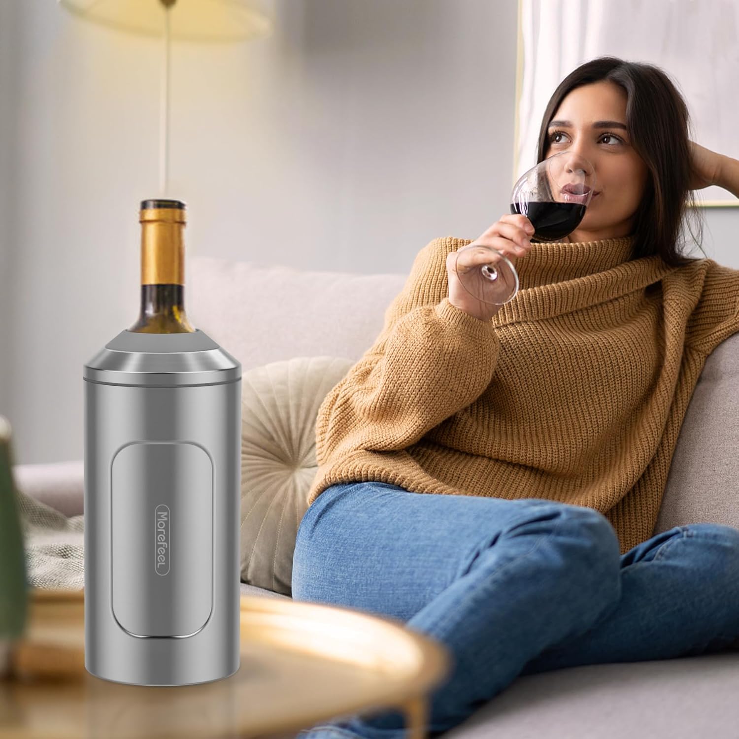 Wine Chillers for Bottles-Ideal Gift for Wine Lovers,Stainless Steel Wine Cooler Chiller Bucket,Champagne Cooler Sleeve-Vacuum-Insulated Wine Bottle Cooler Sleeve for Long-Lasting Temperature Control - Image 7