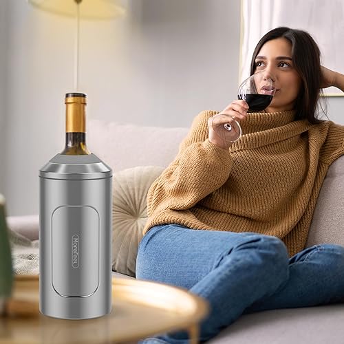 Miniatura 7 de Enfriadores de vino para botellas, regalo ideal para los amantes del vino, cubo enfriador de vino de acero inoxidable, funda enfriadora de champán,