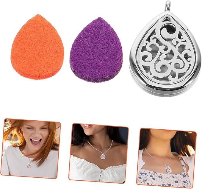 Difusor aromático con collar de aceite esencial, colgante en forma de lágrima, acero inoxidable miniatura 8