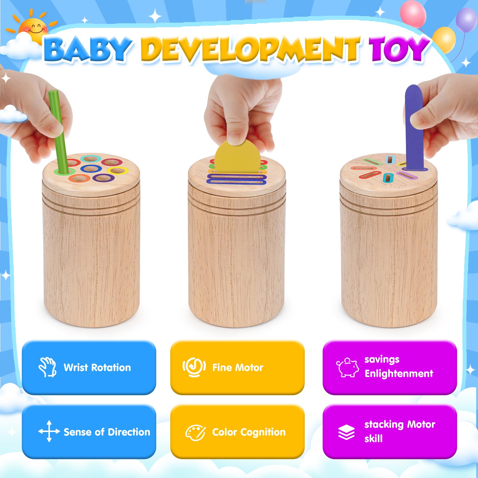 HaoVrisn Giochi Bambini 1 2 3 Anni, 3 in 1 Giochi Montessori 1 2 3 4 Anni, Legno Colori per Bambini 1 2 3 Anni, Gioco Bambino 1 2 3 4 Anni con Borsa per la Conservazione
