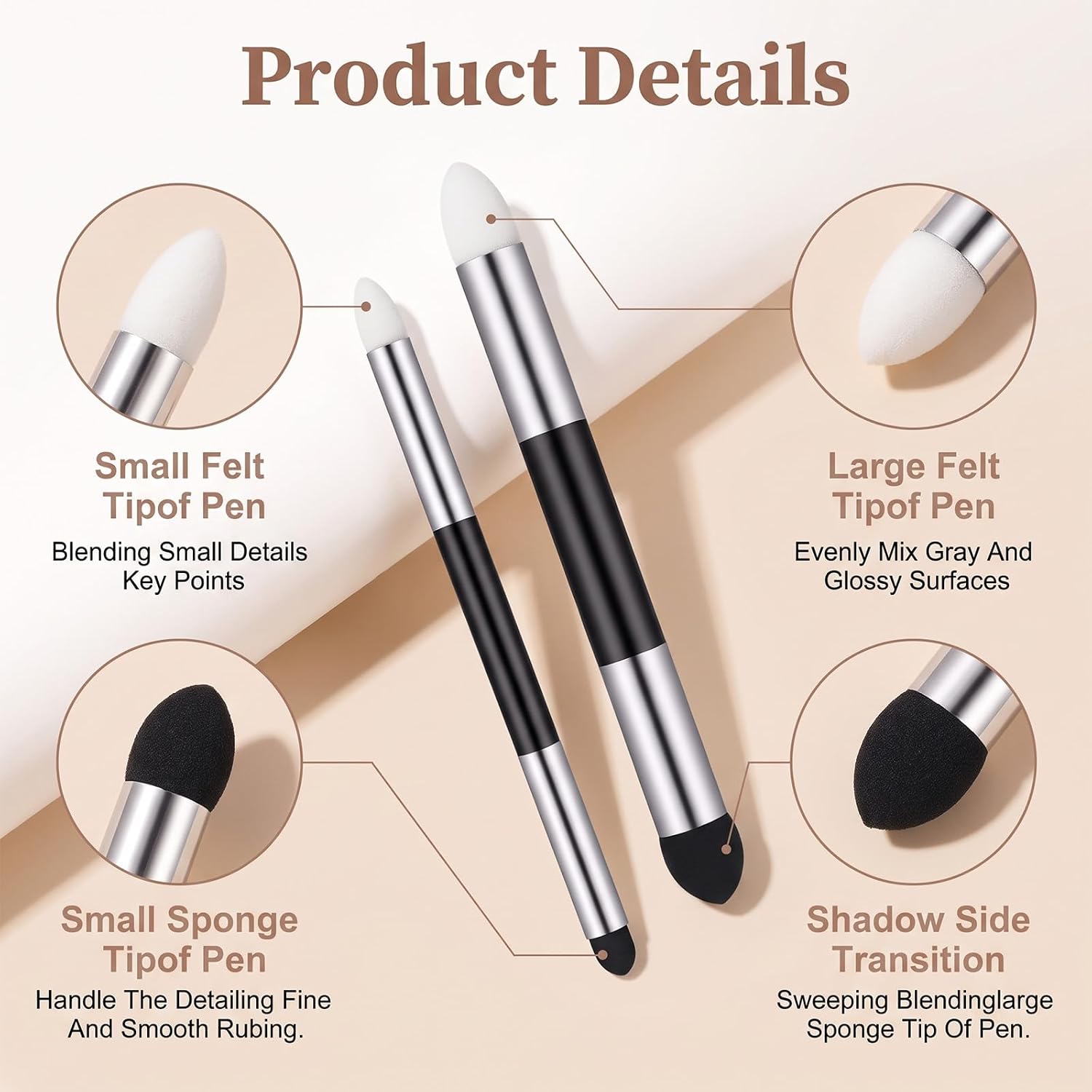 LIQWEI 10Pcs Oil Pastel Blender, Dual Tip Blending Sticks for Drawing
