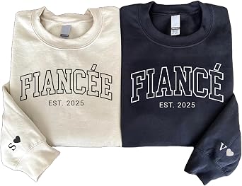 Custom Fiance and Fiancee Embroidered Sweatshirt, Personalized Engagement Sweatshirt, Future Mr. and Mrs. Hoodies, Engagement Gift, Fiance Sweater, Gift for Fiancee, Engaged Matching Shirt