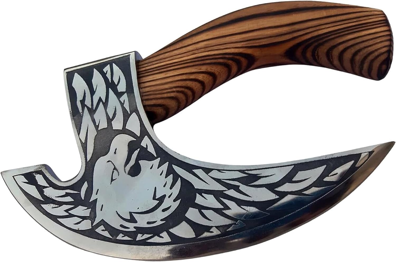 SHINY CRAFTS® Viking Pizza Cutter Axe – Carbon Steel Blade with Black Etching & Sheath – Authentic Medieval Gift for Him, Norse Style Decorative Axe