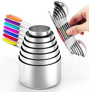 TILUCK Nesting Measuring Cups and Spoons Set, Stainless Steel with Soft ...