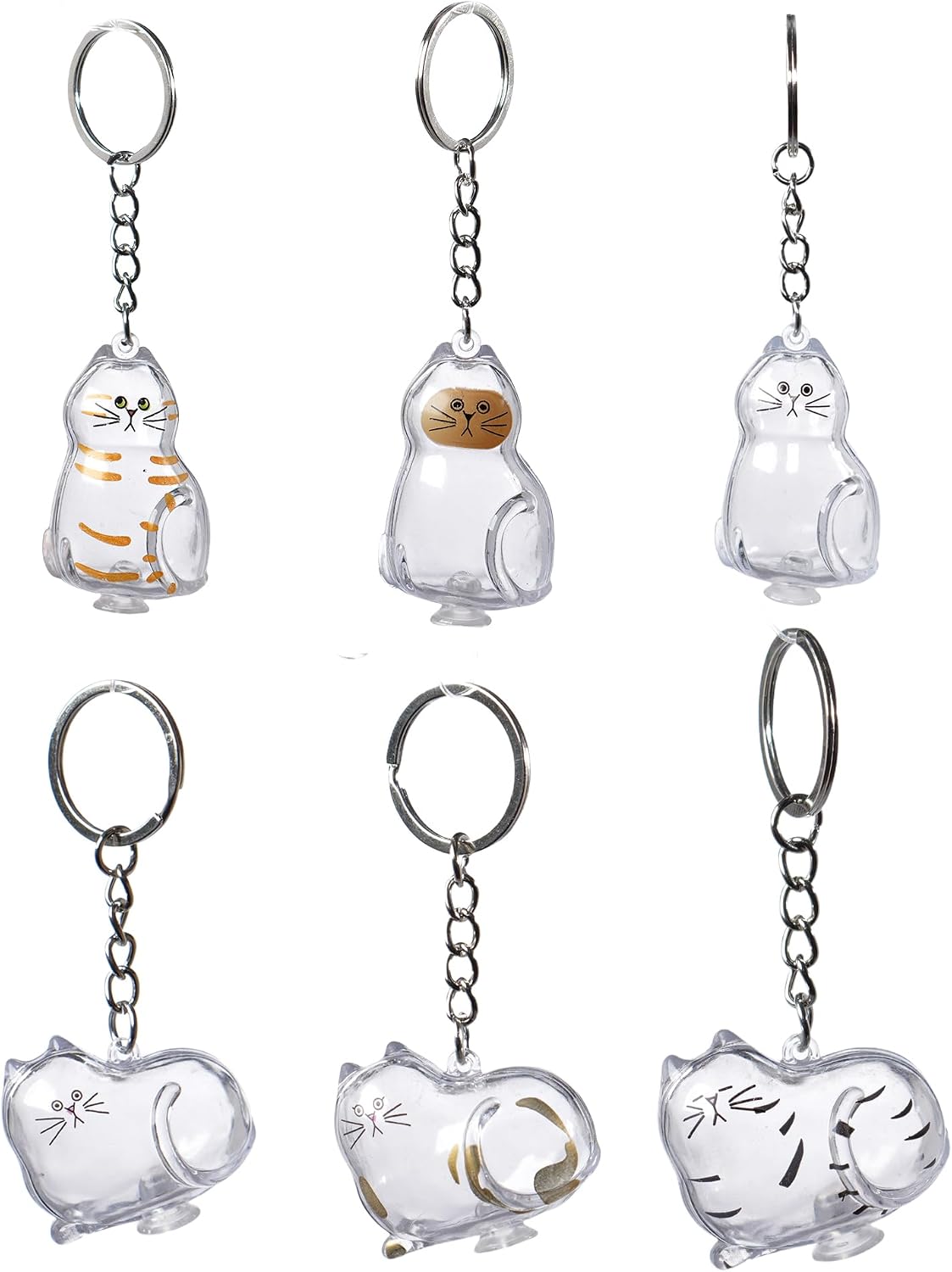 6 Pcs Cat Hair Keepsake Keychains – 2025 New Memorial Capsule Pendants, Fur Holder Bottles for Cat Lovers, Thoughtful Pet Loss or Birthday Gifts