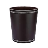 Sumnacon Round Leather Waste Basket,Small Classic PU Trash Garbage Can Under Desk Cabinet, Contemporary Wastebasket Bin for Home Office Laundry Room Living Room Bathroom Office,Brown