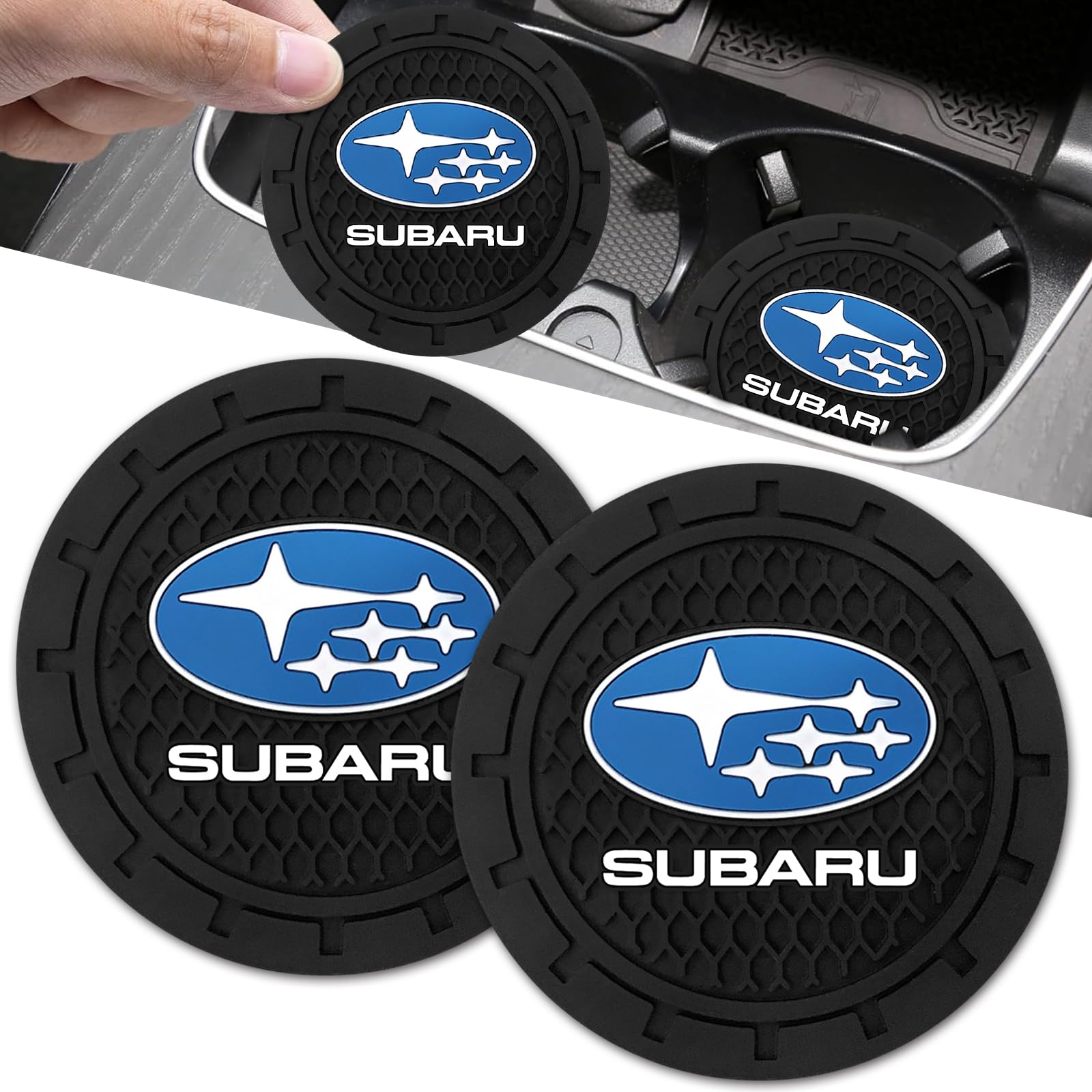 Car Cup Holder Coaster for Subaru Legacy Outback XV Crosstrek 16-up WRX STi Cupholder Coaster Interior Accessories 2.75in 2Pieces Black