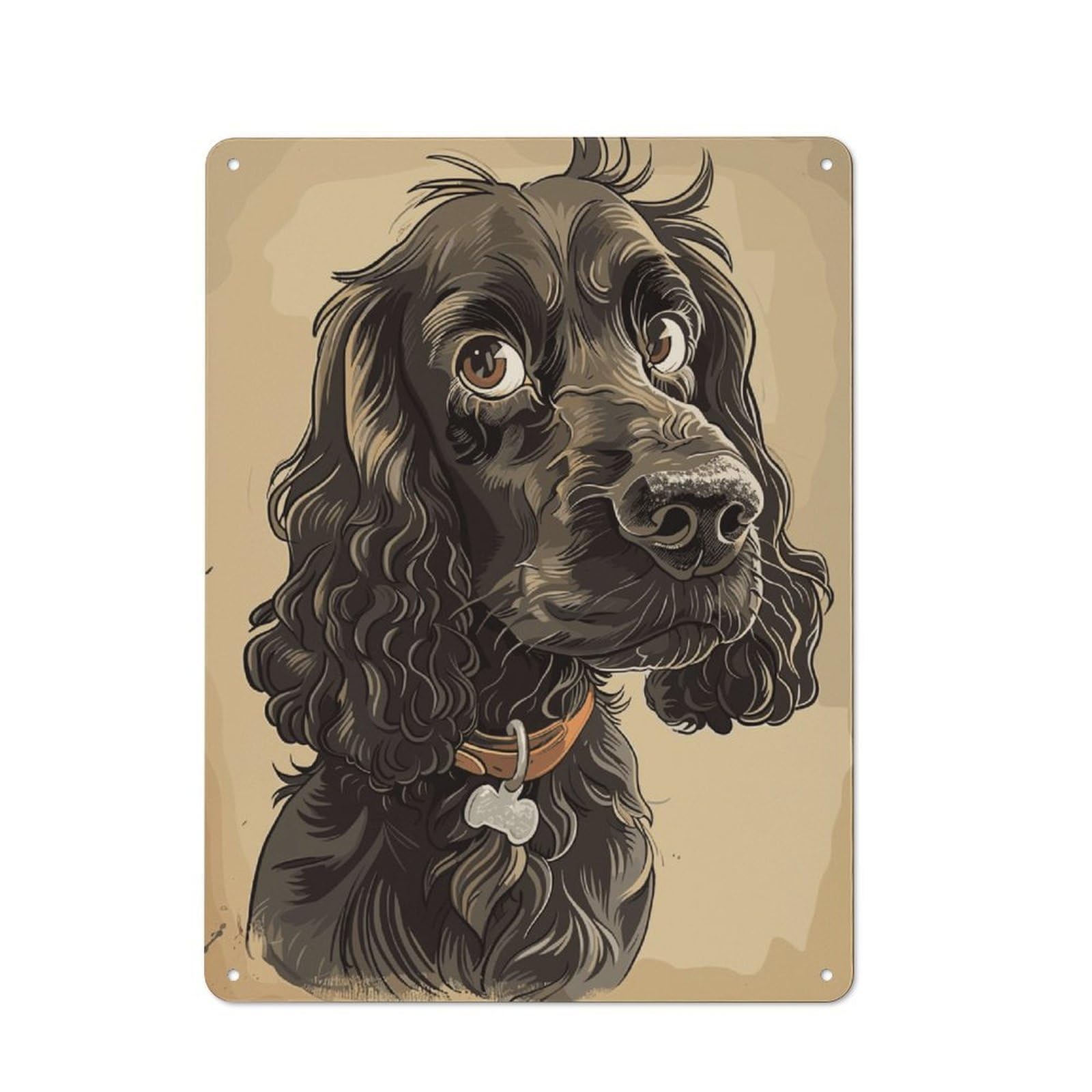 Junmoney Style-16 Cocker Spaniel Dog Art Print Rustic Tin Sign 40X30cm, Vintage Porch Wall Decor For Conservatory, Home Bar Or Utility Room