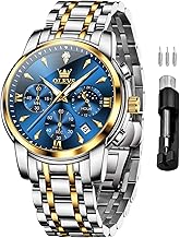 OLEVS Watches for Men Original Chronograph Luxury Business Analog Quartz Watch Waterproof Moon Phase Stainsteel Steel Diamond Mens Watch