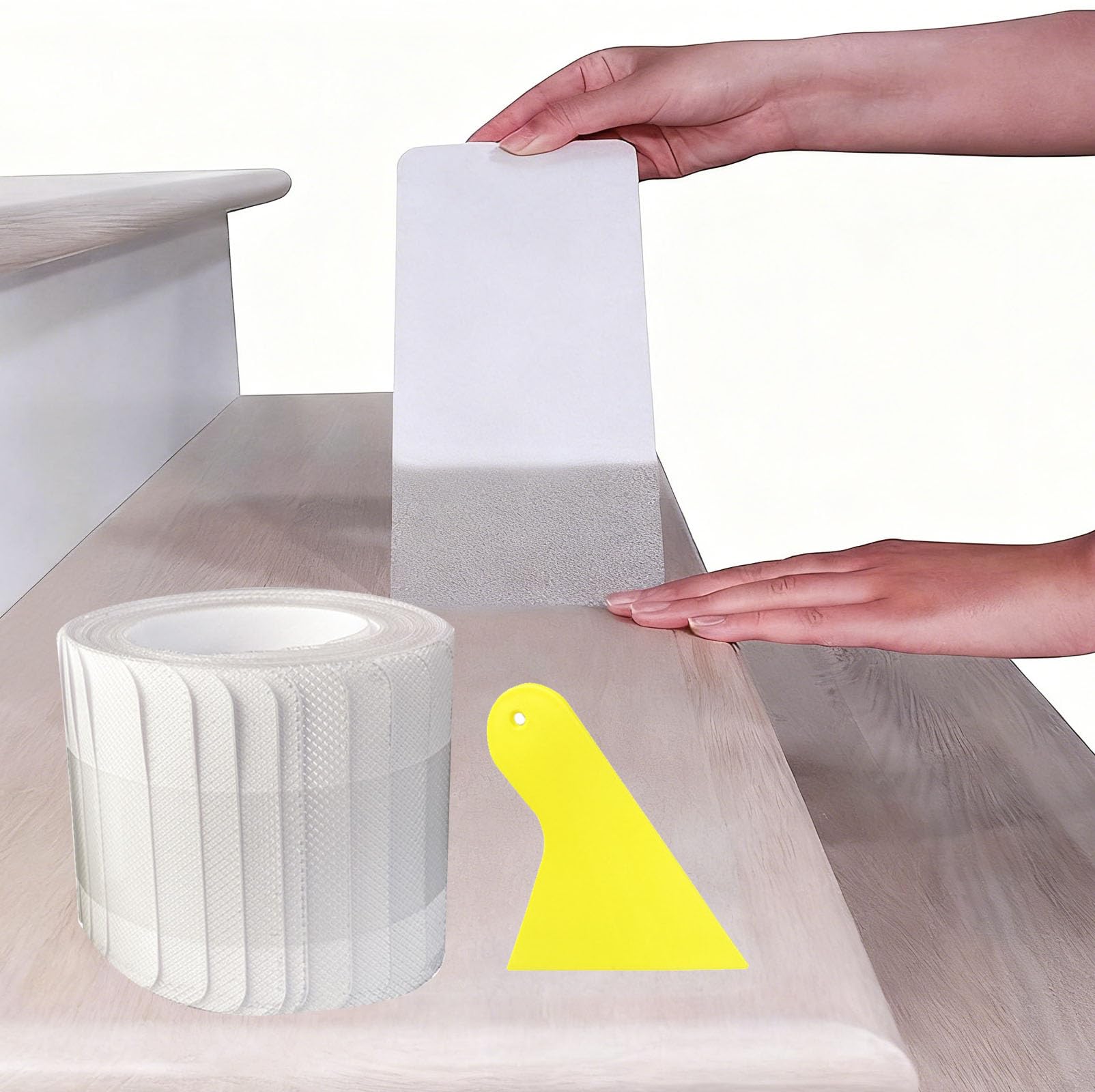 Tappeti per scale 15×60 cm, accessori per scale antiscivolo, 15 pezzi di tappetino per gradini autoadesivo trasparente, striscia per scale antiscivolo impermeabile, adatto per scale e pavimenti in le