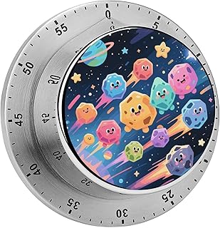 Space Meteor Mechanical Kitchen Timer 60 Minute Wind Up, Magnetic Countdown Timer with Loud 70dB Alarm, 304 Stainless Steel Manual Timers for Cooking, Classroom, Study, Gym