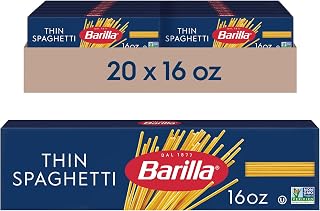 Barilla Thin Spaghetti Pasta, 16 oz (Pack of 20) - Non-GMO Durum Wheat Semolina, Kosher Certified Al Dente Perfection