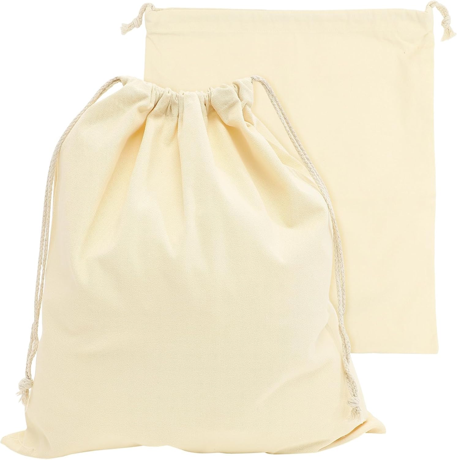 2pcs Canvas Laundry Storage Bag with Drawstring Closure, Beige