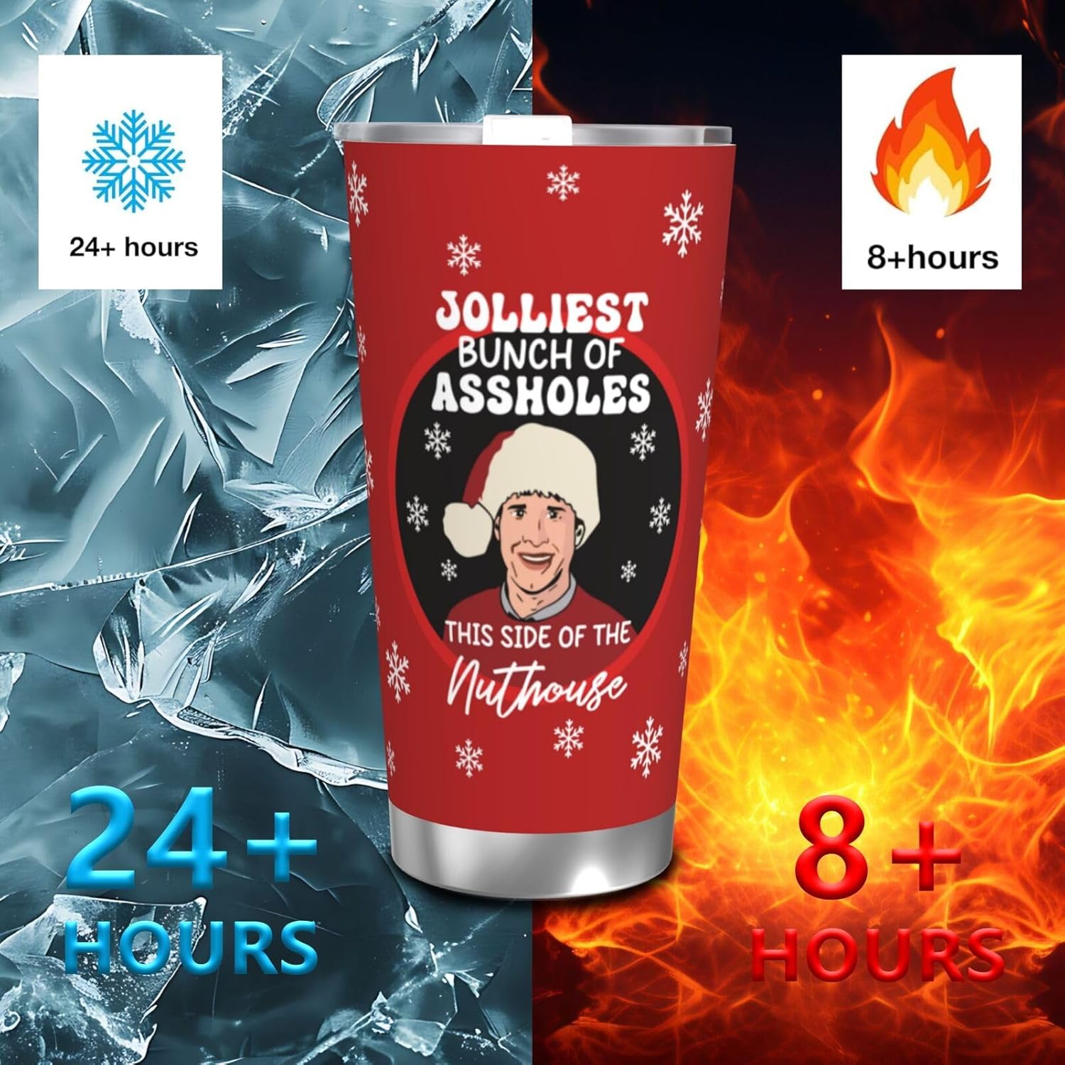 Shitters Full Merry Christmas Tumbler, National Lampoons Christmas Vacation Merchandise, Funny Movie 20 oz Mug, Xmas Birthday Gifts - Image 3
