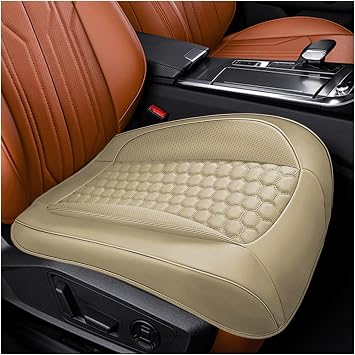 YoRise Leather Car Seat Cover, Edge Full Wrapping Waterproof Car Seat Protector Cushion, Breathable Anti-Slip Front Bottom Seats Cover for Most Cars, Sedans, SUVs, Trucks Beige