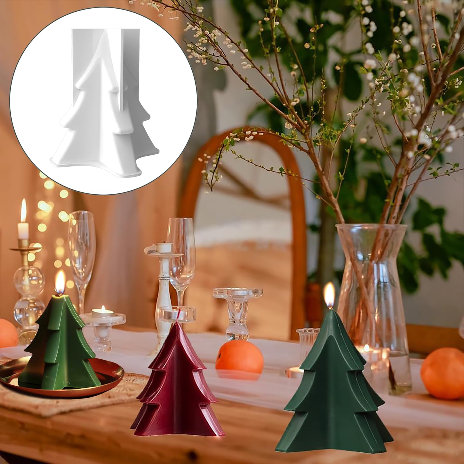 2 Stück Weihnachtsbaum Kerzen Silikonformen – 3D Gießformen Für DIY Kerzen, Seife & Harz