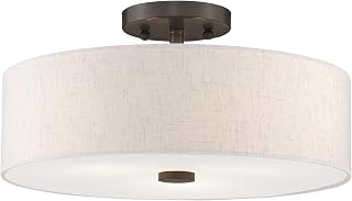 Livex Lighting 52135-92 3-Light Semi Flush Ceiling Light, English Bronze
